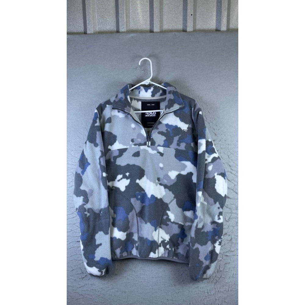 ASOS 4505 Fleece Pullover Mens XS Blue Grey Camo Excellent Quarter Zip Ski Snow